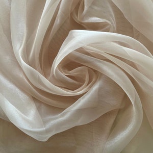 Cream Sheer Organza Fabric by YardLight Beige Organza,Lightweight and Soft Fabric,Organza Fabric for Wedding Gowns, Veil, Apparel, Backdrop image 2