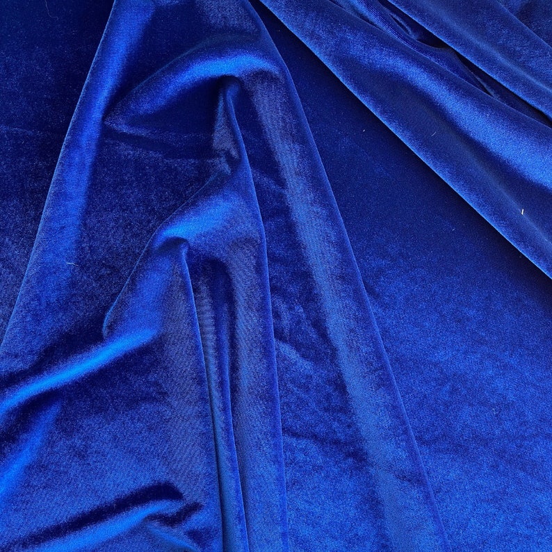 Velvetfabric by the yardRoyal Blue4-way stretch fabric Blue Velvet for SewingGowns,Dresses,Costumes,DecorationsSold by yardSpandex image 4