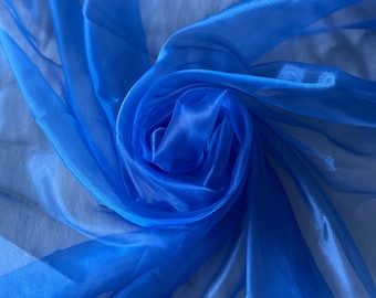 Royal Blue Organza, Organza by Yard, Sheer Fabric for Puffy Dress, Soft Fabric for Bridal Dress, Fabric for Curtains, Decor| Premium Quality