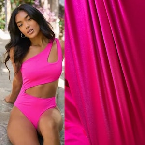 Fuchsia Spandex Nylon Milliskin by Yard, Hot Pink Stretch Fabric, 4way Stretch Pink Fabric for Activewear, Sportswear, Dancewear