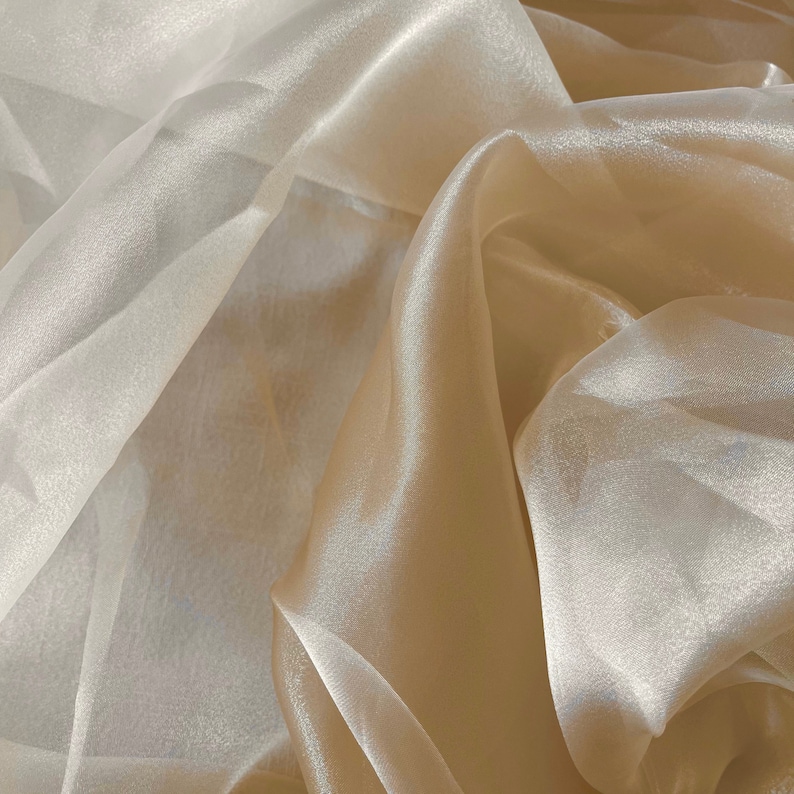 Champagne Sheer Organza Fabric by the Yard, Champagne Oganza See Through Fabric for Wedding Gowns, Apparel and Decor image 5