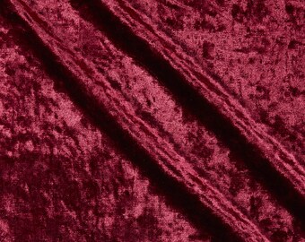 Burgundy Velvet Stretch Fabric, Crushed Velvet Stretch Fabric by The Yard, Polyester Spandex Velvet for Dresses, Costumes ,Shawl, Bows