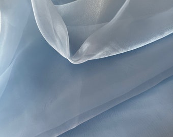 Periwinkle Sheer Organza Fabric by Yard,Light Weight Soft Fabric for Bridal,See through Blue Sparkle Fabric for Decor & Apparel,Table runner