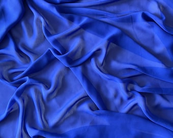 Royal Blue Chiffon Fabric by Yard,Transparent Blue Fabric, Sheer Fabric ,Soft Fabric for Dresses,Chiffon Draping Fabric, Maternity Fabric