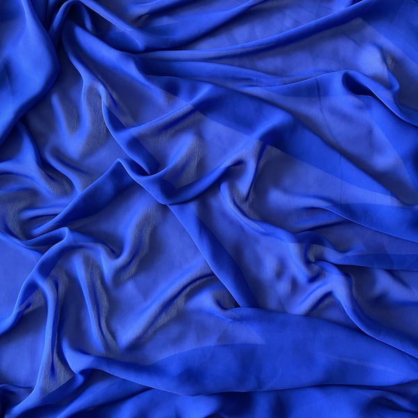 Royal Blue Chiffon Fabric by Yard,Transparent Blue Fabric, Sheer Fabric ,Soft Fabric for Dresses,Chiffon Draping Fabric, Maternity Fabric