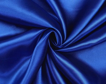 Satin Royal Blue Fabric, Bridal Satin Blue, Imitation Silk, Medium Weight, Shinny Satin for Decor, Silk for Backdrop, Crepe Satin by Yard