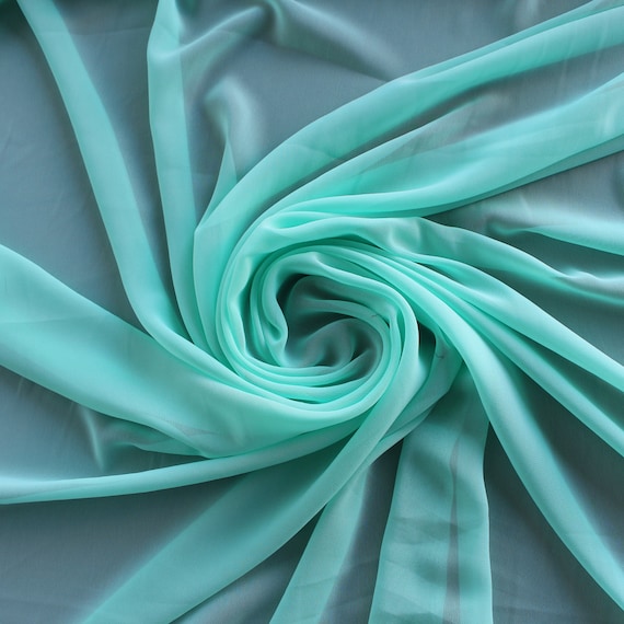 Chiffon Tiffany fabric by yard, Polyester sheer Light Blue Chiffon, Soft fabric, Light Weight fabric for apparel, backdrops, PREMIUM Quality