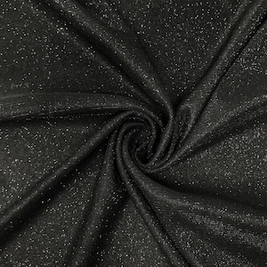 Black Lurex Glitter Fabric, Black Shimmer Fabric for Gown, Black Stretch Glitter Fabric for Apparel, Black Shiny Fabric for Decor, Backdrop