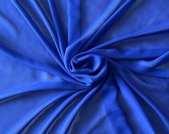 Hot Blue Chiffon Fabric by Yard, Transparent Blue Fabric, Sheer Fabric ,Soft Fabric for Dresses, Chiffon Draping Fabric, Maternity Fabric