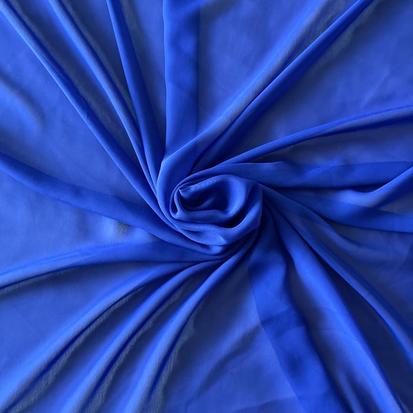 Hot Blue Chiffon Fabric by Yard, Transparent Blue Fabric, Sheer Fabric ,Soft Fabric for Dresses, Chiffon Draping Fabric, Maternity Fabric