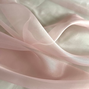 Dusty Rose Sheer Organza Fabric by the Yard, Blush Pink Sheer Organza See Through Fabric for Gowns, Transparent bags, Apparel and Decor