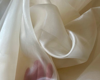 Ivory Organza Fabric by Yard, Ivory Sheer Organza Fabric for bridal dresses, veil, apparel and event decorations