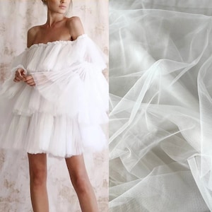 White Bridal Tulle High Quality, Soft Tulle Fabric, Soft Tulle for Wedding Dress,Bridal & Veils, Italian Tulle for Gowns, Small Holes Tulle