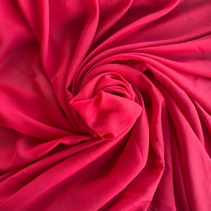 Red Chiffon fabric by yard, Polyester sheer Chiffon, Soft fabric, great for apparel, dresses, blouses, events, curtains, PREMIUM Quality