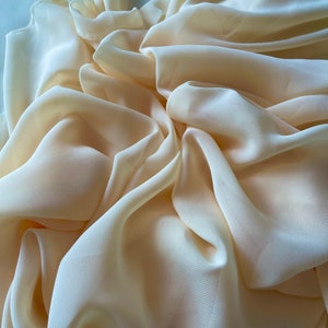 Champagne Chiffon, Soft and Light Weight Polyester Sheer Chiffon Fabric by the Yard, Transparent fabric for Dresses, Bridal, Curtains