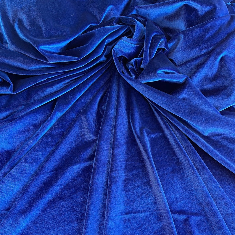 Velvetfabric by the yardRoyal Blue4-way stretch fabric Blue Velvet for SewingGowns,Dresses,Costumes,DecorationsSold by yardSpandex image 6