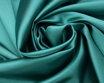 Jade Blue Silk Charmeuse, Silk by Yard,Luxurious Charmeuse for Bridal, Jade Silk for Gowns, Apparel, Slip Lightweight Fabric for Dress