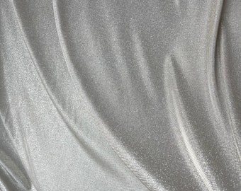 Light Grey Lurex Glitter Fabric,Shimmer Silver Fabric for Gown,Stretch Silver Glitter Fabric for Costumes