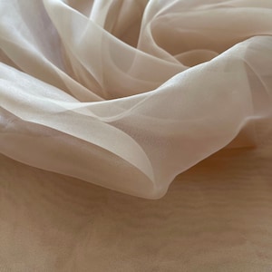 Cream Sheer Organza Fabric by YardLight Beige Organza,Lightweight and Soft Fabric,Organza Fabric for Wedding Gowns, Veil, Apparel, Backdrop image 3