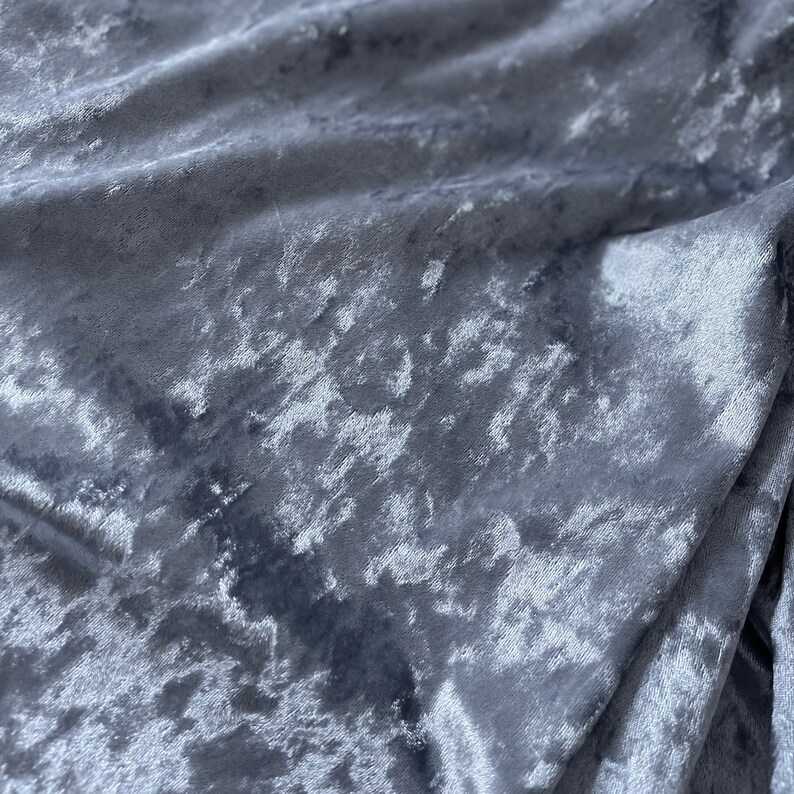 Silver Crushed Velvet Fabric by The Yard, 4-way Stretch Velvet, Polyester Spandex Stretch Wrinkled Velvet for Dresses, Costumes, Shawl image 4