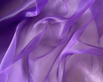 Purple Sheer Organza Fabric by Yard, Orchid Organza Soft Fabric, Fluffy Material, Organza for Gown, Fabric for Bridal, Apparel, Decor