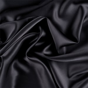 Black Silk Satin Fabric, Black Stretch Silk Charmeuse, Silk Satin Fabric by Yard 60&#39; Wide, Silk Fabric for Fashion Apparel, Decor, Gowns