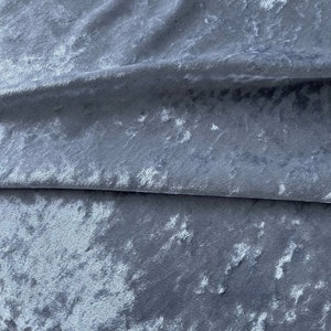 Silver Crushed Velvet Fabric by The Yard, 4-way Stretch Velvet, Polyester Spandex Stretch Wrinkled Velvet for Dresses, Costumes, Shawl image 1