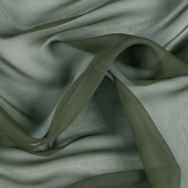 Chiffon Olive Green, Fabric by yard, Polyester sheer Toad Green Chiffon, Soft fabric, Light Weight fabric for Dresses,Curtains,Arch-Decor