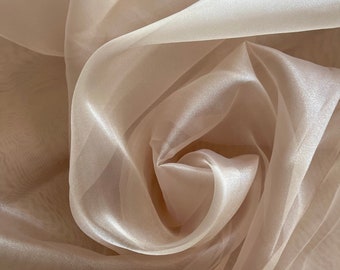 Cream Sheer Organza Fabric by Yard|Light Beige Organza,Lightweight and Soft Fabric,Organza Fabric for Wedding Gowns, Veil, Apparel, Backdrop