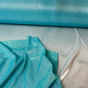 Aqua Blue Stretch Lurex Glitter Fabric, Shimmer Fabric for Gown,Light Blue Stretch Glitter Fabric for Backdrop,DecorShinny Baby Blue Fabric image 5