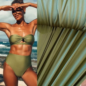 Olive Milliskin Matte Spandex Fabric, Olive Green 4 Way Stretch Fabric for Activewear, Dancewear, Sportswear