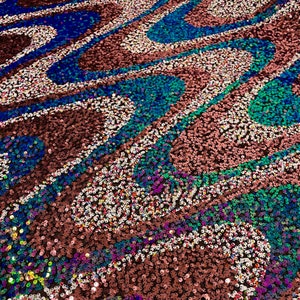 Multicolor Sequin on Mesh, Rainbow Sequin on 4way Stretch Mesh, Iridescent Sequin Lace Fabric for Gown, Stretch Sequins by Yard