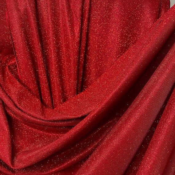 Red Lurex Glitter Fabric/ Glimmer/ Red Shimmer Fabric, Red Glitter Fabric  for Gown, Backdrop, Drapes by Yard, Luxury Sparkle Fabric 