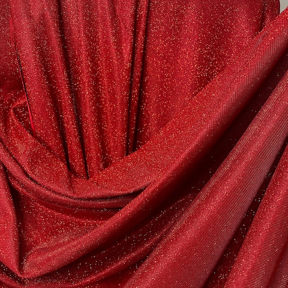 Fabric Tela Brillosa Para Vestidos Tela Roja Brillante Cortada A Medida,  Tela Elástica Con Purpurina