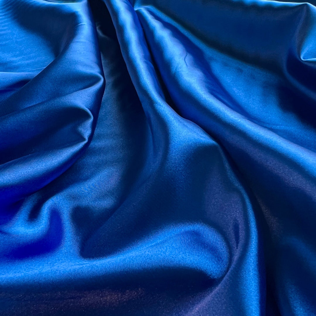Blue Atoll Charmeuse Silk Fabric