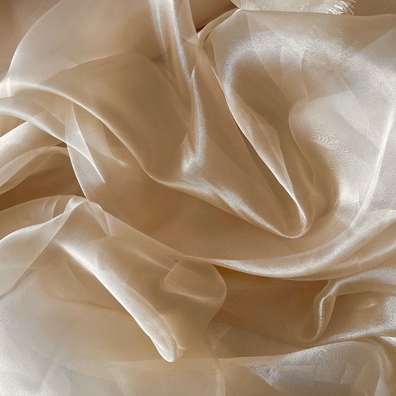 Champagne Sheer Organza Fabric by the Yard, Champagne Oganza See Through Fabric for Wedding Gowns, Apparel and Decor