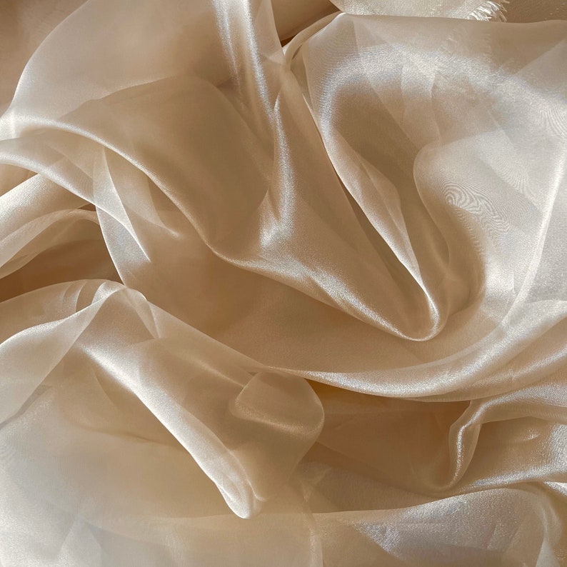 Champagne Sheer Organza Fabric by the Yard, Champagne Oganza See Through Fabric for Wedding Gowns, Apparel and Decor imagem 1