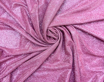 Pink Shimmer Glitter Fabric, Sparke Glitter Fabric for Gown, Pink Lurex Glitter Fabric for Backdrop, Decor, Shinny Dusty Pink Fabric