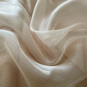 Cream Sheer Organza Fabric by YardLight Beige Organza,Lightweight and Soft Fabric,Organza Fabric for Wedding Gowns, Veil, Apparel, Backdrop image 7