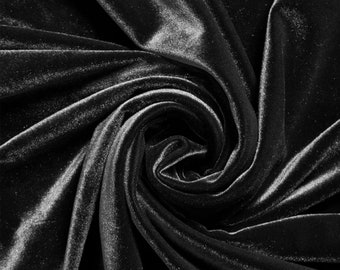 Black Velvet, Velvet by the yard, 4-way Stretch Black Fabric,Black Velvet for Apparel, Stretch Velvet for Gowns,Dress, Costumes, Backdrop