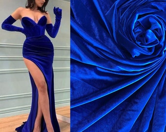 Royal Blue Velvet fabric by the yard, Royal Blue 4-way stretch velvet fabric, Blue Velvet for Sewing,Gowns,Dresses,Costumes,Decorations