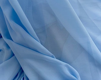 Light Blue Chiffon Fabric by Yard, Powder Blue Chiffon, Soft Blue Soft fabric for Dress Decor, Maternity Baby Blue Fabric