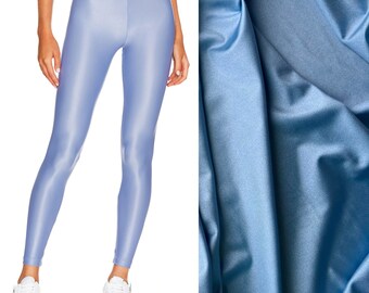 Dusty Blue Nylon Spandex Milliskin, Sheen Blue Fabric, 4Way Stretch Blue Fabric for Activewear, Dancewear ,Sportswear, Nylon Lycra Spandex