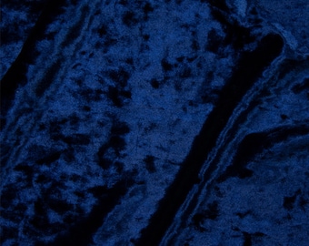 Navy Crushed Velvet Stretch Fabric by The Yard, Blue 4-way Stretch Velvet,Spandex Stretch Distress Velvet for Gown, Costumes, Curtains, Bows