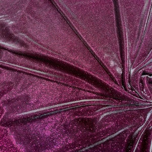 Burgundy Lurex Glitter Fabric, Knit Shimmer Fabric for Dress, Magenta Stretch Lurex for Gown, Apparel, Lurex Spandex by yard for Decor