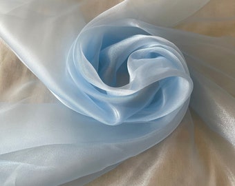 Baby Blue Sheer Organza, Fabric by Yard, Light Weight & Soft Fabric for Dress, Gown, Transparent Blue Fabric for Decor,Backdrop,Table runner