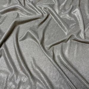 Silver Lurex Glitter Fabric, Light Grey Lurex Glitter Fabric by the yard, Silver Glitter Fabric, Metallic Lurex Fabric for Costumes, Apparel