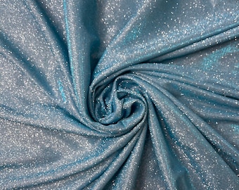 Tiffany Blauer Lurex Glitzerstoff, Schimmernder Stoff für Kleider, Hellblauer Stretch Glitzerstoff für Bekleidung, Dekor Glänzender Babyblauer Stoff
