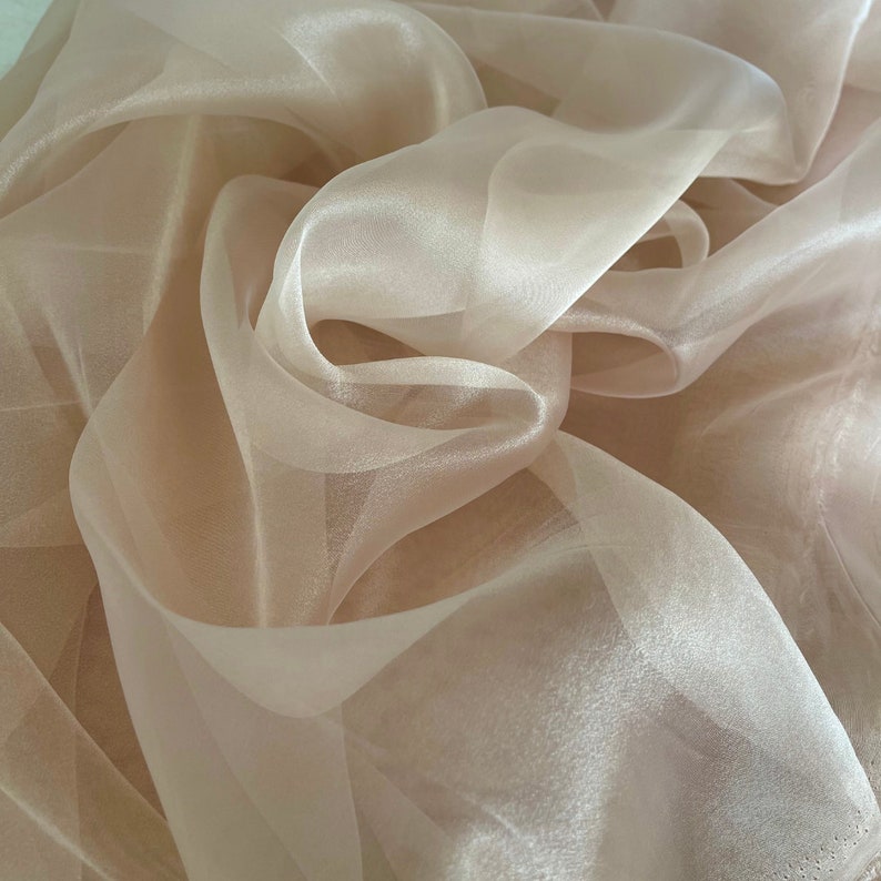 Cream Sheer Organza Fabric by YardLight Beige Organza,Lightweight and Soft Fabric,Organza Fabric for Wedding Gowns, Veil, Apparel, Backdrop image 6
