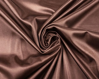Dark Chocolate Silk Charmeuse Fabric,Stretch Fabric by Yard,Silk brown fabric for Gowns,Bridesmaids,Silk fabric for dresses|PREMIUM QUALITY!
